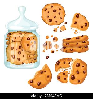 Un ensemble de biscuits maison de pays avec chocolat Illustration de Vecteur