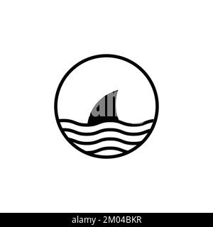 Attention au vecteur du signe d'avertissement de requins. Pictogramme d'aileron de requin. Illustration de Vecteur