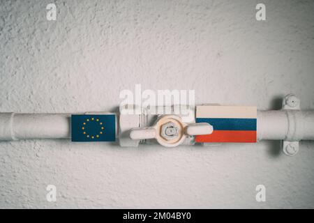 Le gazoduc national symbolise l'arrêt d'énergie de la Russie vers l'Union européenne. Banque D'Images