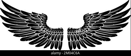 Paire d'ailes EAGLE ou Angel Feather Illustration de Vecteur