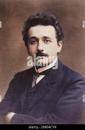 Albert Einstein (1879-1955) portrait de Jan F Langhans, 1912, colorisé Banque D'Images