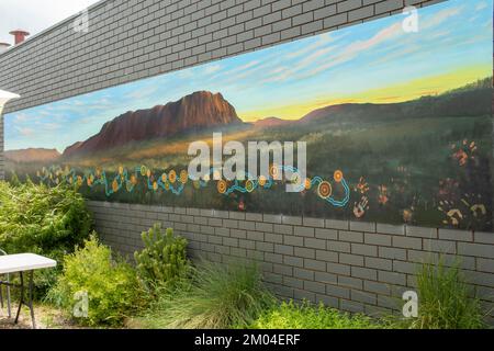 Mt Roland Street Art, Sheffield, Tasmanie, Australie Banque D'Images