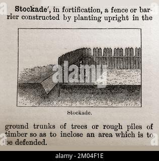 Illustration d'un dictionnaire de 19th siècles décrivant un STOCKADE Banque D'Images