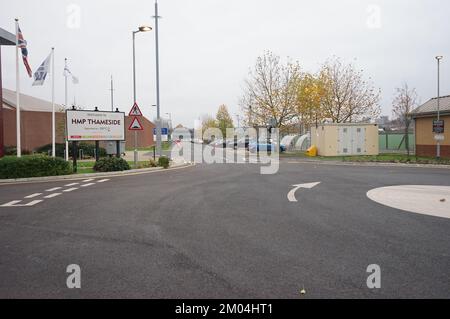 04/12/2022 HMP Thameside, vue générale extérieur . HMP Thameside est une prison de réinstallation de catégorie B dans la région de Thamesmead du Royal Borough de Greenwich, dans le sud-est de Londres Banque D'Images