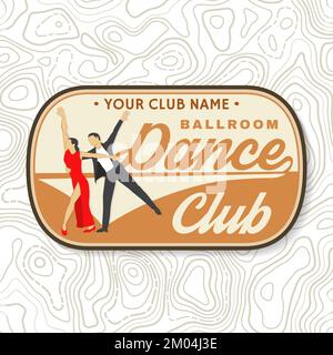 Salle de bal danse club de sport badges logo Patch. Concept pour chemise ou logo, imprimé, timbre ou tee-shirt. Autocollant de sport de danse avec silhouette d'homme et de femme. Vecteur Illustration de Vecteur