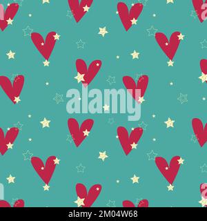 Motif Amour et passion Viva Magenta couleur de l'année 2023. Étoiles dorées brillantes et fond bleu. Saint Valentin, mariage. Illustration vectorielle Illustration de Vecteur