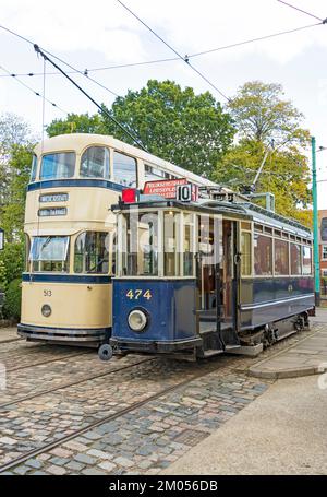 Trams à pont simple et double au musée East Anglia transport 2022 Banque D'Images