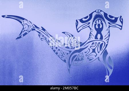 Requin Hammerhead style Haida Art Banque D'Images