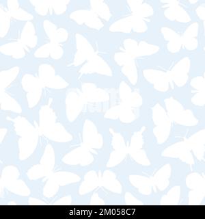 Fond de motif de répétition sans couture à motif papillon vectoriel. Silhouette de papillon aléatoire, motif pastel clair pour emballer les serviettes. Illustration de Vecteur
