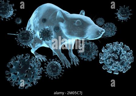 Symbolbild: CGI-Visualizierung: Coronavirus, Mutationen Delta Omicron: Aufgrund der zahlreichen Mutationen in der Oberflaechenstruktur der Omicron Var Banque D'Images