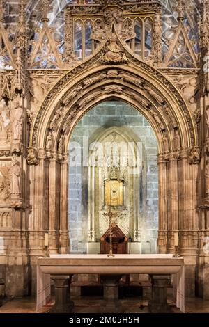 Détail architectural de la chapelle du Saint Chalice, située à l'intérieur de la cathédrale de Valence, dans le centre historique de la ville Banque D'Images