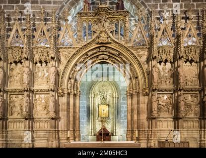 Détail architectural de la chapelle du Saint Chalice, située à l'intérieur de la cathédrale de Valence, dans le centre historique de la ville Banque D'Images