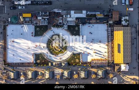 Vue aérienne, PATINOIRE DU monde d'hiver DEG au niveau de la Corneliusplatz, centre-ville, Düsseldorf, Rhénanie-du-Nord-Westphalie, Allemagne, Cornelius Wel Banque D'Images