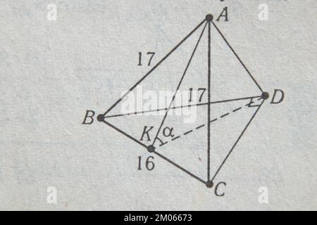 géométrie dessin sur la page de l'ancien livre jaune comme arrière-plan, algèbre livre comme arrière-plan Banque D'Images