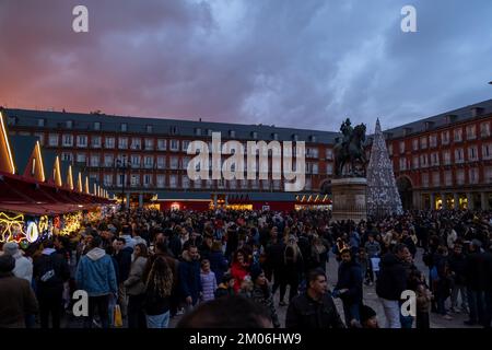 Madrid, Espagne 03 décembre 2022. Marché de Noël sur la célèbre Plaza