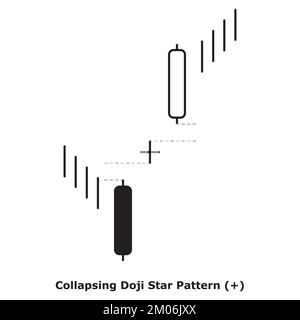 Motif étoiles de Doji en chute - taureau - blanc et noir - rond - motif de Candlestick japonais en saillie - Triple motif Illustration de Vecteur