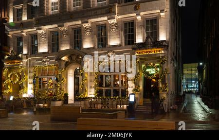 The Anchor Line Bar and Restaurant, 12-16 St Vincent Street, Glasgow, Écosse. Construit en 1907 comme un bureau de réservation d'expédition. Photo prise en décembre 2022. Banque D'Images