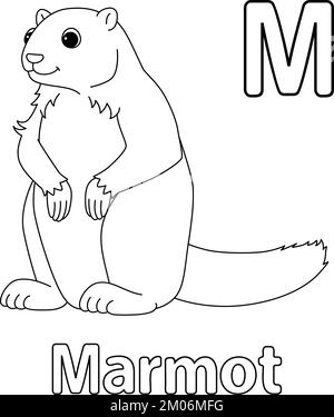 Marmot Alphabet ABC coloration isolée page M Illustration de Vecteur