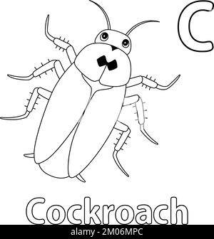 Cockroach Alphabet ABC coloration isolée page C Illustration de Vecteur