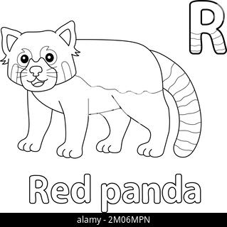 Panda rouge Alphabet ABC coloration isolée page R Illustration de Vecteur