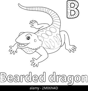Dragon barbu Alphabet ABC coloration isolée B Illustration de Vecteur