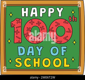 Happy 100th jour de l'école Cartoon coloré Clipart Illustration de Vecteur