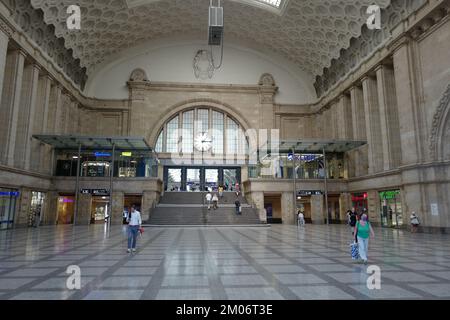 Entrée à la gare principale de Leipzig Banque D'Images