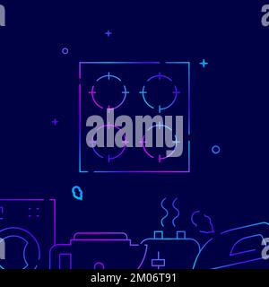 Cuisinière à gaz, icône de vecteur de ligne de gradient de table de cuisson, illustration simple sur fond bleu foncé, domestique, bordure inférieure liée aux appareils. Illustration de Vecteur