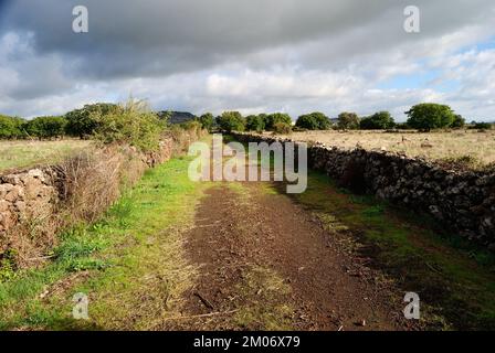 Chemin vers le nuraghe OES Banque D'Images