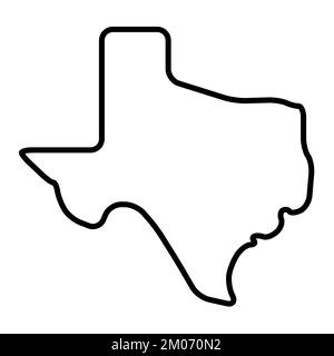 Etat du Texas des Etats-Unis d'Amérique, Etats-Unis. Carte simplifiée de contour noir épais avec coins arrondis. Illustration simple à vecteur plat Illustration de Vecteur