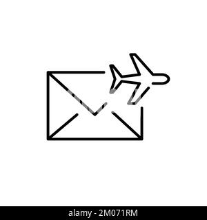Accélérer la livraison du courrier à l'étranger. Icône de ligne de contour pixel Perfect, modifiable Illustration de Vecteur