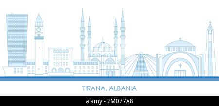 Aperçu Skyline panorama de la ville de Tirana, Albanie - illustration vectorielle Illustration de Vecteur