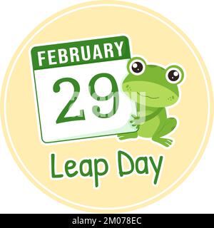 Bonne journée de Leap le 29 février avec mignon grenouille dans le style plat dessin main dessin de dessin animé dessin d'arrière-plan modèles Illustration Illustration de Vecteur