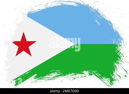 Pinceau usé peint drapeau de djibouti sur fond blanc Banque D'Images