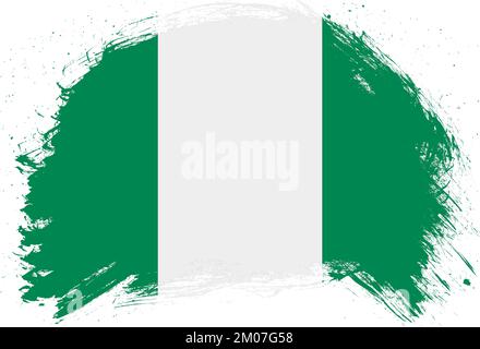 Pinceau d'aspect usé peint drapeau du nigeria sur fond blanc Banque D'Images