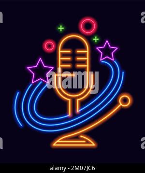 Logotype de club de karaoké néon, vecteur de signe lumineux Illustration de Vecteur