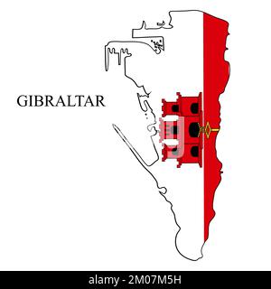 Illustration vectorielle de la carte de Gibraltar. Économie mondiale. Pays célèbre. Europe. Région du Royaume-Uni. Illustration de Vecteur