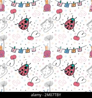 Motif sans coutures et éléments de design pour les fêtes de la Saint-Valentin. Bon emballage. Illustration de Vecteur