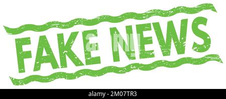 Le texte DES FAUSSES NOUVELLES est écrit sur un timbre vert. Banque D'Images