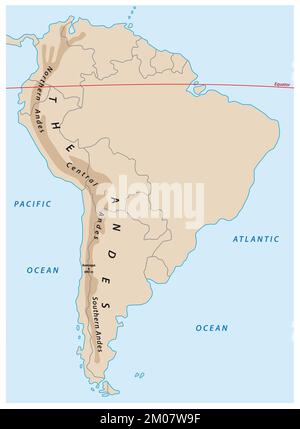 carte simple des andes sud-américaines Banque D'Images