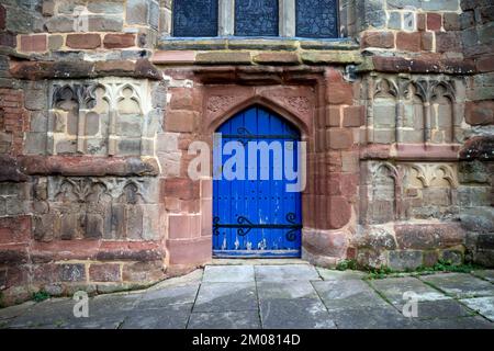 La porte ouest, St. Eglise baptiste John, Brinklow, Warwickshire, Angleterre, Royaume-Uni Banque D'Images