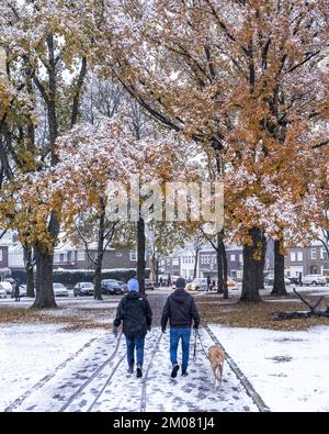 HEERLEN - la première neige de cet hiver est tombée. Plusieurs endroits du Limbourg Sud sont couverts d'une fine couche de neige. ANP MARCEL VAN HOORN pays-bas - belgique sortie Banque D'Images