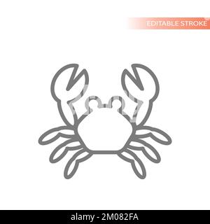 Icône de vecteur de ligne de crustacés. Symbole de crabe, fruits de mer. Illustration de Vecteur