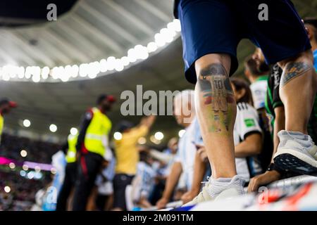 Doha, Qatar. 3rd décembre 2022. Tatouages des jambes - Lionel Messi (Arg) Argentine - Australie Argentinien - coupe du monde australien 2022 au Qatar 03.12.202 Banque D'Images