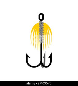 Crochet à poisson isolé. Crochet pour attraper du poisson. matériel de pêche Illustration de Vecteur