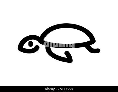 Icône de symbole linéaire tortue de mer. Signe de la ligne d'animaux marins Illustration de Vecteur