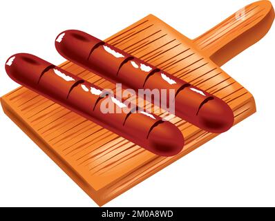 saucisses barbecue sur planche à découper Illustration de Vecteur