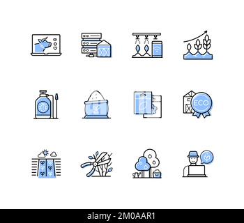 Agriculture et agriculture - des icônes de style moderne et coloré Illustration de Vecteur