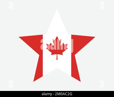 Drapeau du Canada Star. Drapeau en forme d'étoile canadienne. Symbole de bannière nationale symbole Vector 2D maquette plate Illustration graphique Illustration de Vecteur