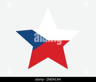 Drapeau de la République tchèque. Drapeau en forme d'étoile Czechia. Bohemia Country National Banner Icon Symbol Vector 2D Flat Artwork Graphic Illustration Illustration de Vecteur